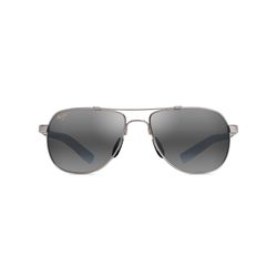 Maui Jim Guardrails Sunglasses Unisex Silver with Blue and Light Blue Frame Neutral Gray Lens Polari