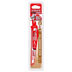 Diablo Demo Demon 6 in. Carbide Tipped Nail-Embedded Wood Reciprocating Saw Blade 5/7 TPI 3 pk