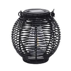Exhart 7 in. Solar Power Plastic Black Lantern