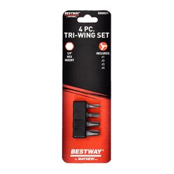 Mayhew Bestway Tri-Wing Screwdriver Bit Set 4 pc