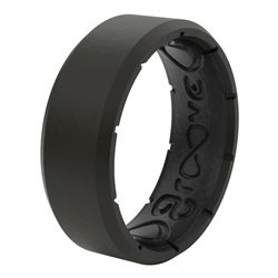 Groove Life Unisex Edge Round Black Wedding Band Silicone Water Resistant