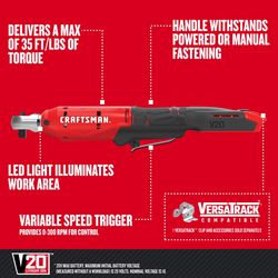 CRAFTSMAN V20 4Ah Battery and Charger Starter Kit with 3/8-in Ratchet with 6-1/2-in Circular Saw