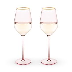Twine 14 oz Rose Gold Crystal Wine Glass Set