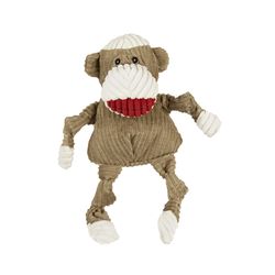 HuggleHounds Knottie For Dog Multicolored Plush Stuey Sock Monkey Squeaky Dog Toy Small 1 pk