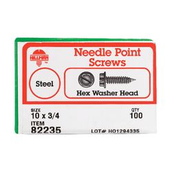HILLMAN No. 10 Ga. X 3/4 in. L Slotted Hex Washer Head Sheet Metal Screws 1 pk