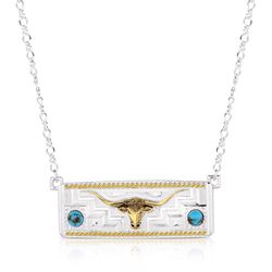 Montana Silversmiths Women's Rectangle Steerhead TQ Silver/Turquoise Necklace