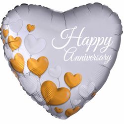 Anagram Balloons Platinum Hearts Anniversary Foil Balloon 1 pk