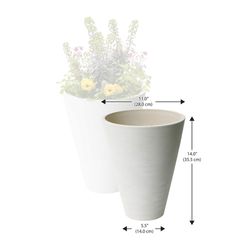 Algreen 14 in. H X 11 in. D Plastic Taper Ribbed Planter Whitesand