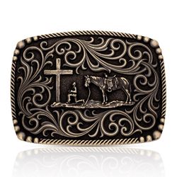 Montana Silversmiths Praying Cowboy Filigree Attitude Belt Buckle