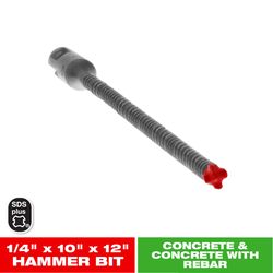 Diablo Rebar Demon 1/4 in. X 12 in. L Carbide Hammer Drill Bit SDS-Plus Shank 1 pk