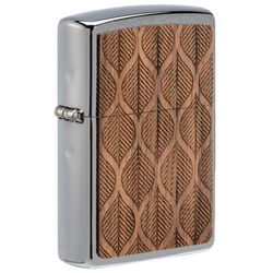 Zippo Silver Woodchuck Walnut Leaves Lighter 1 pk