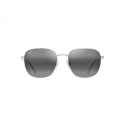 Maui Jim Olali AF Sunglasses Unisex Shiny Silver w/Black Frame Neutral Grey Lens Polarized