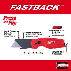 Milwaukee 6 in. Flip Folding Utility Knife Red 3 pc