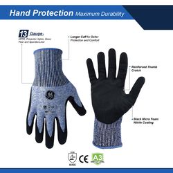 General Electric Unisex Dipped Gloves Black/Blue M 1 pair