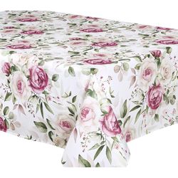 Texstyles Deco Easy Care Blush Wild Roses Polyester Tablecloth 108 in. L X 58 in. W