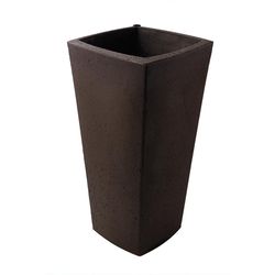 Algreen 25 in. H X 12.5 in. W X 12.5 in. D Plastic Crete Convex Planter Brownstone