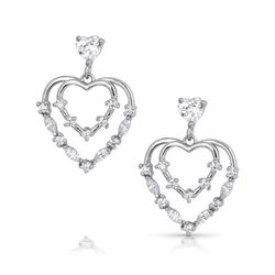 Montana Silversmiths Women's Heart Grows Crystal Silver Earrings Water Resistant