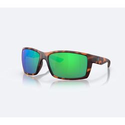 Costa Reefton Sunglasses Men's Matte Retro Tortoise Frame Green Mirror 580P Lens Polarized