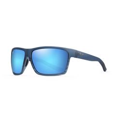 Maui Jim Alenuihaha Sunglasses Unisex Blue Black Stripe Frame Blue Hawaii Lens Polarized
