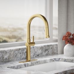 Kohler Kotor One Handle Brushed Brass Pull-Down Kitchen Faucet