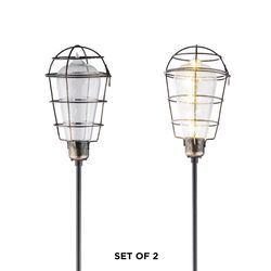 Alpine Black/Gray Glass/Metal 34 in. H Solar Garden Stake