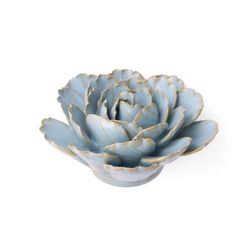 Chive France 2.36 in. H X 4.72 in. L Glazed Teal Ceramic Peony Wall Flower