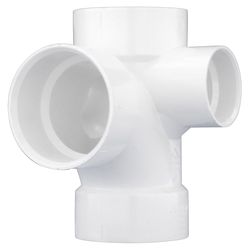 Charlotte Pipe Schedule 40 3 in. Hub X 3 in. D Hub PVC Reducing Double Fixture Fitting Tee 1 pk