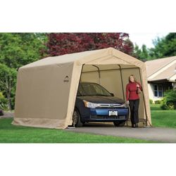 ShelterLogic AutoShelter 10 ft. x 15 ft. Plastic Horizontal Peak Storage Shed without Floor Kit