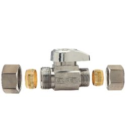 BrassCraft 1/4 in. Compression outlets X 1/2 in. Compression Brass Straight Stop Valve