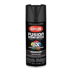 Krylon Fusion All-In-One Satin Black Paint+Primer Spray Paint 12 oz