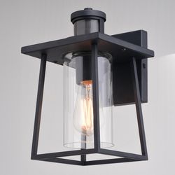 Dualux Motion-Sensing Hardwired LED Black Porch Light