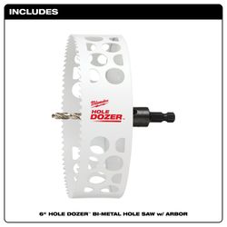 Milwaukee 6 in. High Speed Steel 2.3 in. L X 3/8 in. D Hole Saw Arbor