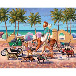 Boardwalk Animals Cat Walker Jigsaw Puzzle Multicolored 1000 pc