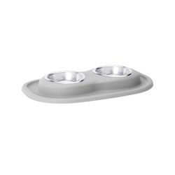 WeatherTech Gray Resin/Stainless Steel 8 oz Double Pet Feeder For Cats/Dogs