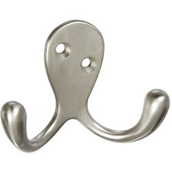 National Hardware Medium Satin Nickel Silver Zinc 3 in. L Double Hook 1 pk