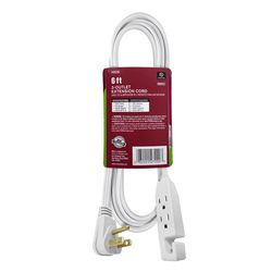 Ace Indoor 6 ft. L White Extension Cord 16/3 SPT-3