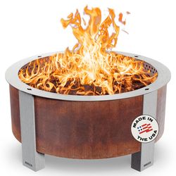 Breeo X Series Smokeless 42 in. W Corten Steel Round Wood Fire Pit