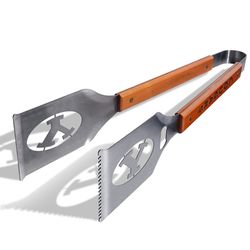 Sportula NCAA Stainless Steel Brown/Silver Grill Tongs 1 pc