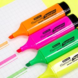 Bazic Products Neon Color Assorted Chisel Tip Highlighter 4 pk
