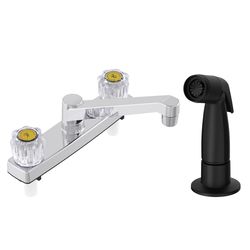 Home Plus Two Handle Chrome Kitchen Faucet Side Sprayer Included