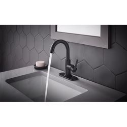 Oakbrook Collection Alexis Matte Black Modern Single-Handle Bathroom Sink Faucet 4 in.