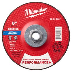 Milwaukee 6 in. D X 5/8-11 in. X 1/4 in. thick Metal Grinding Wheel 1 pk