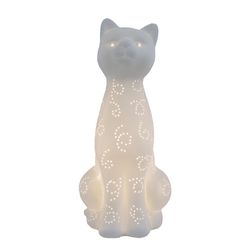 All The Rages Simple Designs 11 in. White Cat Shaped Table Lamp