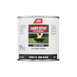 Ace Rust Stop Indoor and Outdoor Gloss BBQ Black Oil-Based Enamel Rust Prevention Paint 1/2 pt