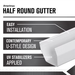 Amerimax 4 in. H X 5 in. W X 120 in. L White Vinyl U Gutter