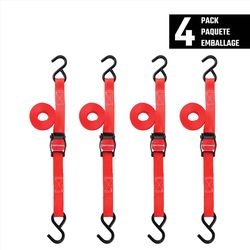 Craftsman 1 in. W X 10 ft. L Ratchet Strap 300 lb 4 pk