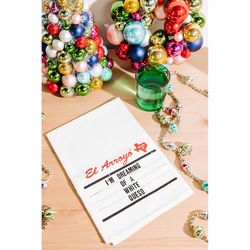 El Arroyo White Cotton I'm dreaming of a White Queso Tea Towel 1 pk