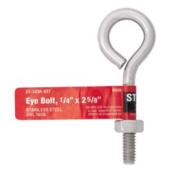 Hampton 1/4 in. X 2-5/8 in. L Stainless Stainless Steel Eyebolt Nut Included