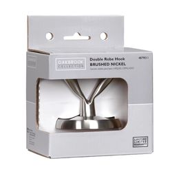 Oakbrook Collection Small Brushed Nickel Zinc 2 in. L Double Hook 30 lb 1 pk