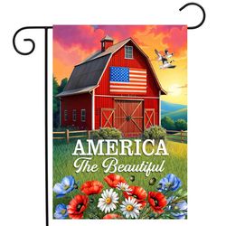 Briarwood Lane American Barn Garden Flag 12.5 in. W X 18 in. L